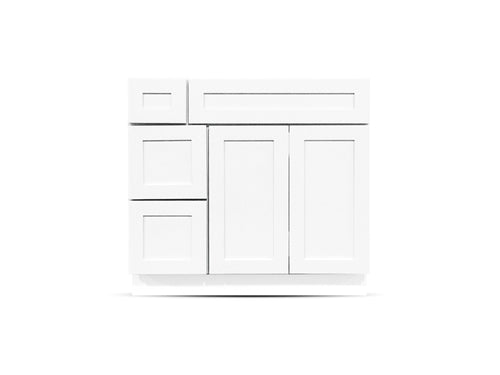 36 Colonial Shaker White Drawers Left