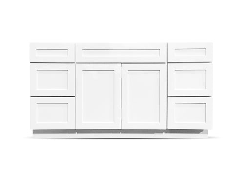 60 Colonial Shaker White Drawers Left/Right