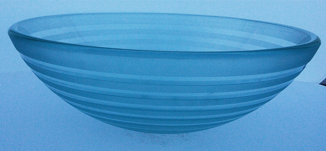 Round Striped Tempered Glass Vessel Sink (Clear)