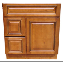 Load image into Gallery viewer, 30 Inch Bathroom Cabinet Vanity Heritage Caramel Left Drawers