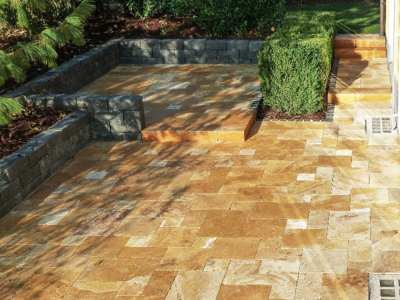 French Pattern Travertine Paver Gold