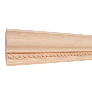 4-1/2" X 3/4" Crown Moulding with 3/4" Rope - Oak