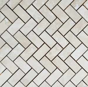 1" x 2" Diagonal Light Travertine Mosaic Tile - MO1018