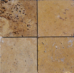 6" x 6" Gold Tumbled Travertine Mosaic Tile - MO1038