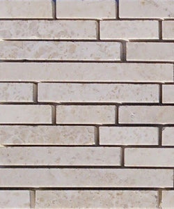 17 5/8" x 6 5/8" Linear Light Honed Mosaic Travertine Tile - MO1053