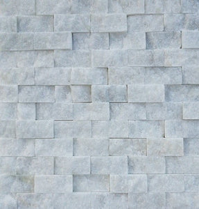 1" x 2" Fantasy White Split-Face Marble Mosaic Tile - MO1059