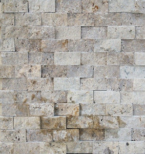 1" x 2" Split-Face Noce Travertine Mosaic Tile - MO1060