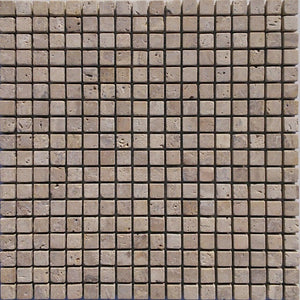5/8" x 5/8" Beige Tumbled Travertine Mosaic Tile - MO1071