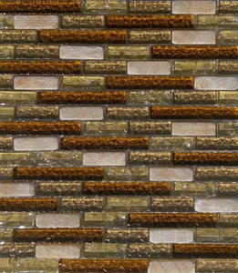 12" x 12" Brown Glass w/ Stone Mix Mosaic Tile - MO236-98