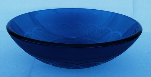 Round Tempered Artistic Glass Vessel Sink - 