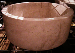 Polished Travertine Vessel Sink with Straight Sides - Light Beige