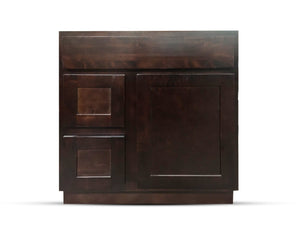 30 Inch Bathroom Cabinet Vanity Shaker Espresso Right Drawers