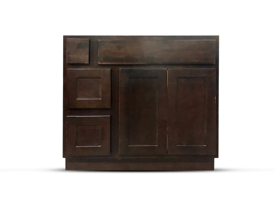36 Inch Bathroom Cabinet Vanity Shaker Espresso Right Drawers